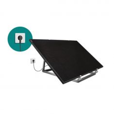 kit panneau solaire 600W Plug&play extensible: panneau de 410W full black , micro-onduleur haut rendement de 600W, support en alu, prise connectée IP44