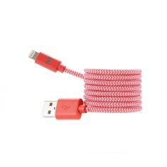 Câble USB/Lightning nylon tressé 1m - rouge & blanc