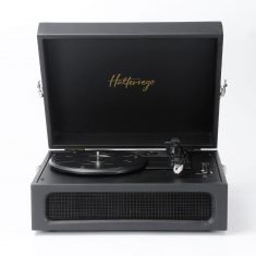 Platine vinyle Halterrego avec haut-parleurs intégrés, RMS 2*2.5W, 3 vitesses 33/45/78 tours, RCA OUT, Aux IN, prise casque, adaptateur inclus , Noir