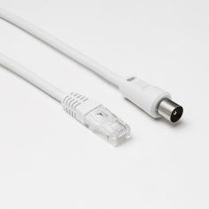 Câble RJ45 mâle vers coaxial mâle Longueur 2.00m - diamètre 9.52mm Blanc