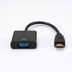 Adaptateur VGA femelle vers HDMI mâle - HDMI fiche or - Noir - Câble 15 cm - en sachet