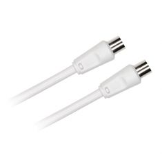 Câble Coaxial mâle/femelle 9.52 mm +adaptateur mâle/mâle 1.50 m,Blanc