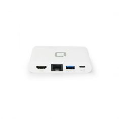 DICOTA Station d'accueil portable Blanc 4-en-1 USB-A/USB-C Plug and play HDMI RJ45 Ultra Compact et Léger D31730
