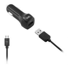 Bundle charg voit+ câble microUSB chargeur 1USB x 2.4A - câble 1.50m noir - câble détachable & torsadé