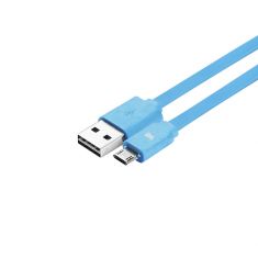 Câble USB/micro USB plat 1m bleu - reversible