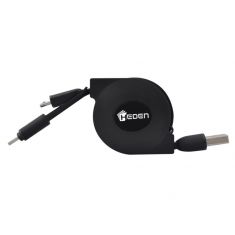 Cable USB de recharge retractable 2en1 de 1M, ligntening + micro usb