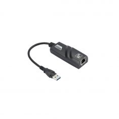 Adapateur USB 3.2 gen 1 mâle/RJ45 femelle noir - compatible 1Gbps - Plug&Play - Noir - en sachet