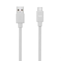 Câble USB-C mâle/USB A mâle plat 1 m - USB 3.1 gen 2 - blanc ne s'emmêle pas