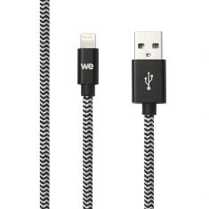 Câble USB-C/Lightning nylon tressé 2m - noir & blanc Charge rapide Connecteurs en métal