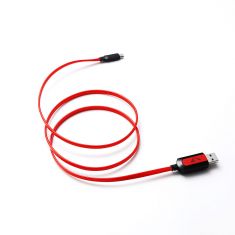 Câble lumineux Gamium USB/micro USB Câble plat 1m / Rouge Câble intelligent : lumière en fonction du niveau de charge