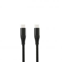 WE Câble USB-C mâle/USB-C mâle/mâle en nylon tressé 1.50m - Charge 100W - USB 2.0 - noir et blanc