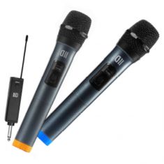 Pack microphone dynamique DII sans fil avec ecran Omnidirectionne recepteur rechargeable, jack 6.35mm pack de 2pcs