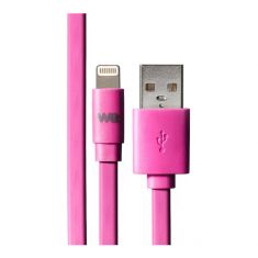 Câble Apple USB/lightning plat: évite de faire des noeuds 1m Fushia - en silicone
