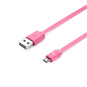 Câble USB/micro USB plat 1m fuchsia - reversible