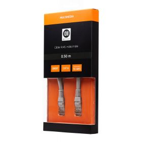 Câble RJ45 mâle/mâle 0.50m droit CAT 6 coloris: gris