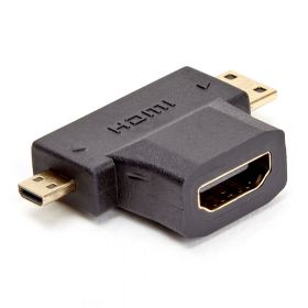 Adaptateur 2 en 1 HDMI port micro HDMI + mini HDMI mâle port HDMI femelle connecteurs OR