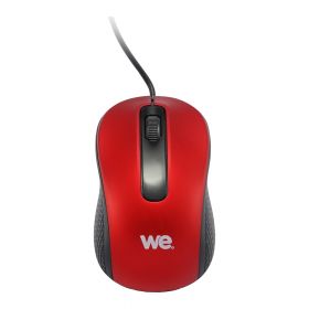 Souris filaire WE 1200DPI , USB, longeur câble 1.5m finition métallique Bordeaux