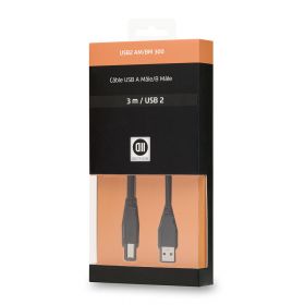 Câble USB2.0 A mâle/B mâle 3 m noir